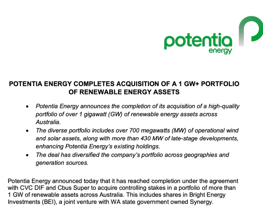 Potentia press release